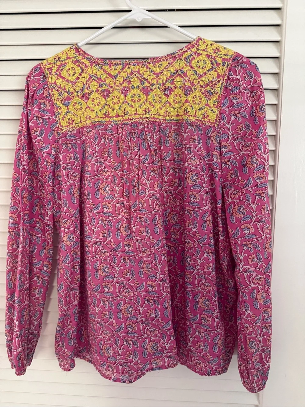 J. Crew Pink Floral Embroidered Yoke Peasant Blouse❗️